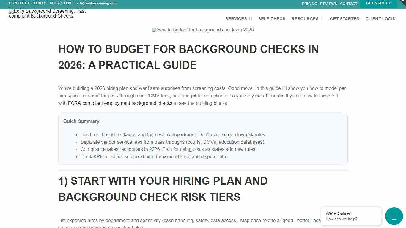 How To Budget For Background Checks In 2026 Edify Background Screening: Fast Compliant Background Checks